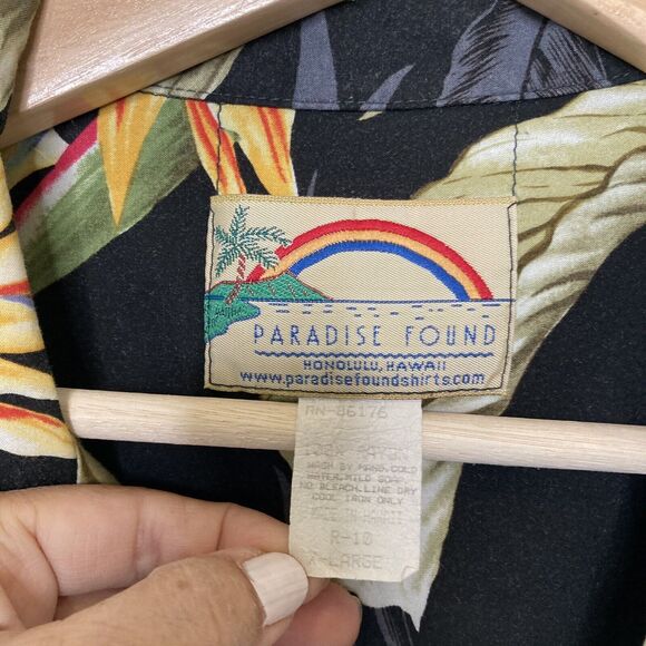 Paradise Found 2X Black Bird of Paradise Hawaiian Shirt Aloha Vintage 1980s - Picture 7 of 9